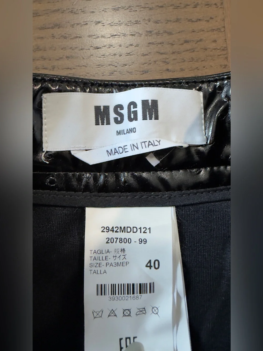 MSGM Black Vinyl Miniskirt